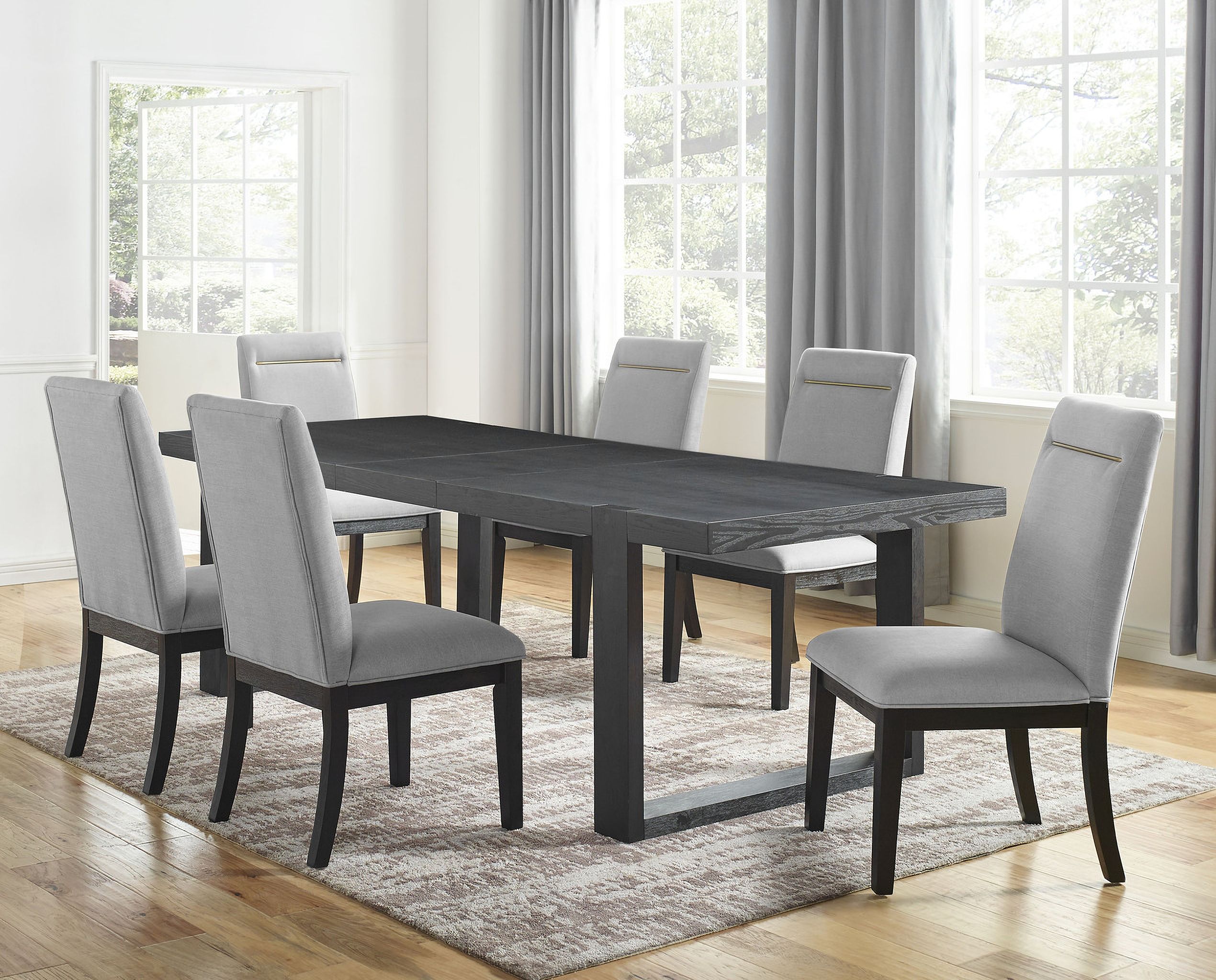 The appearance of Yves Grey 7 Piece Dining Set designed by Steve Silver in the modern / contemporary interior design. This charcoal piece of furniture was selected by 1StopBedrooms from Yves Collection to add a touch of cosiness and style into your home. Sku: YS500SG;YS500SG;YS500SG;YS500TL;YS500TT. Material: Wood.