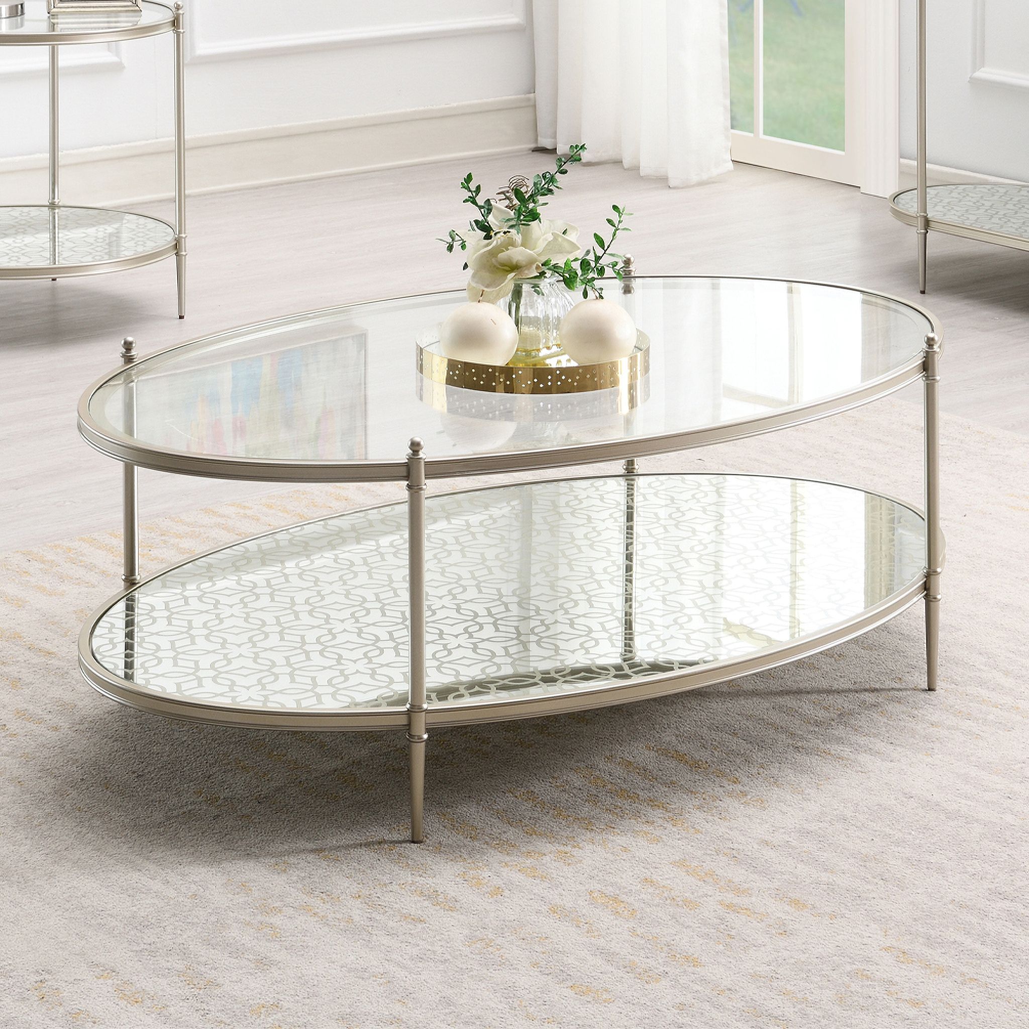 The appearance of Zaba Oval Coffee Table In Champagne designed by ACME in the modern / contemporary interior design. This champagne piece of furniture was selected by 1StopBedrooms from Zaba Collection to add a touch of cosiness and style into your home. Sku: LV02755. Material: Metal.