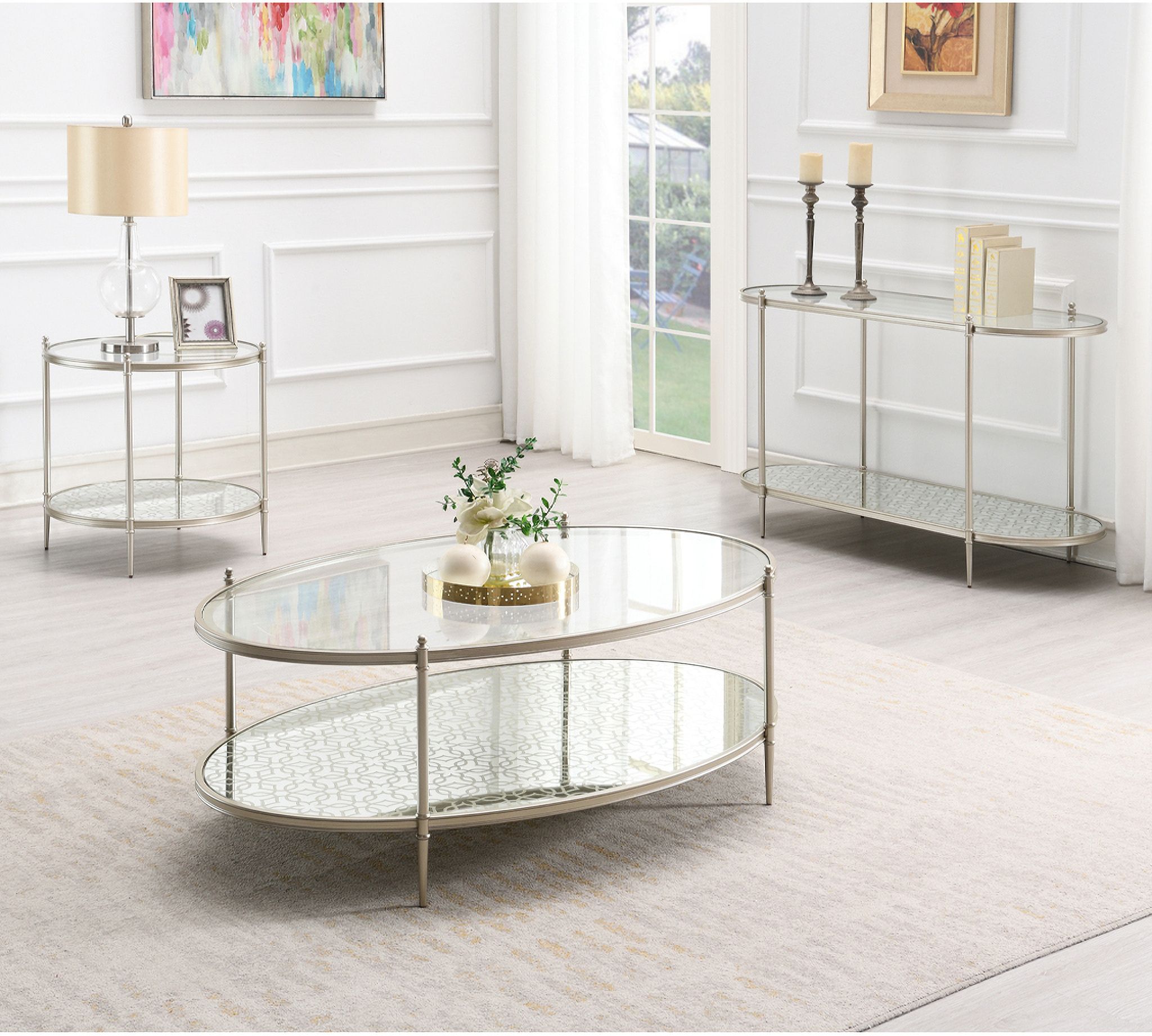The appearance of Zaba Oval Occasional Table Set In Champagne designed by ACME in the modern / contemporary interior design. This champagne piece of furniture  was selected by 1StopBedrooms from Zaba Collection to add a touch of cosiness and style into your home. Sku: LV02755;LV02756. Material: Metal.
