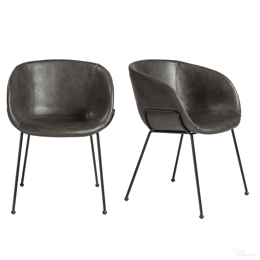 The appearance of Zach Armchair Set of 2 In Charcoal Gray Leatherette designed by Euro Style in the modern / contemporary interior design. This charcoal gray leatherette piece of furniture was selected by 1StopBedrooms from Zach Collection to add a touch of cosiness and style into your home. Sku: 30488DKGRY. Material: Leather. Chair Type: Arm Chair.