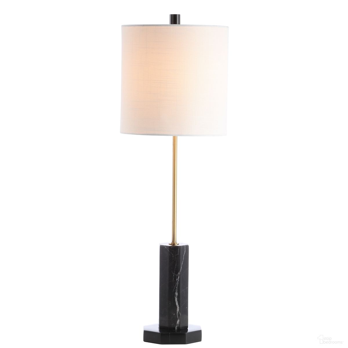 The appearance of Zackary Black and Brass Gold Table Lamp designed by Safavieh in the modern / contemporary interior design. This black piece of furniture  was selected by 1StopBedrooms from Safavieh TBL Collection to add a touch of cosiness and style into your home. Sku: TBL4138A. Material: Brass.