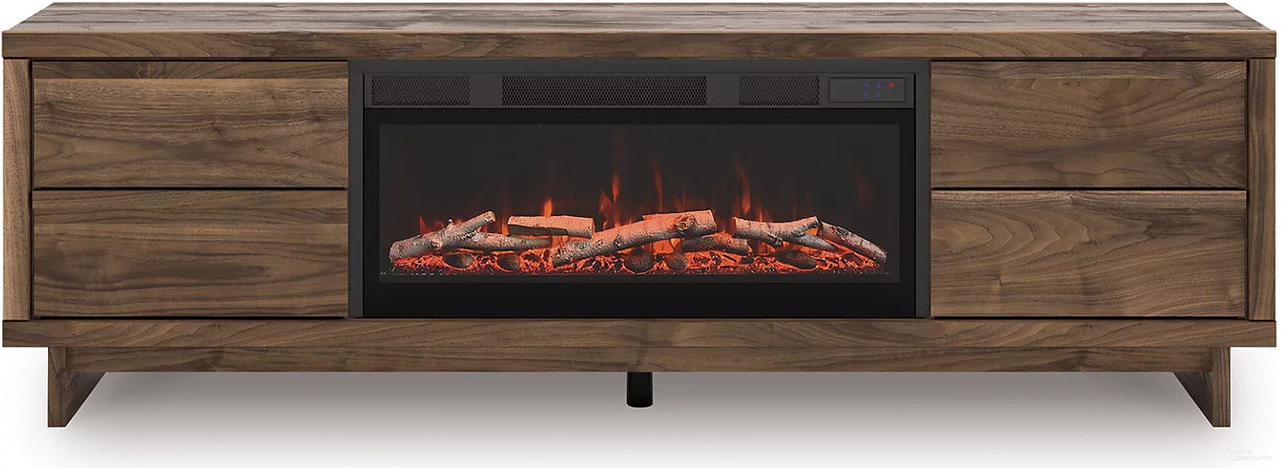 Zadilyn 72 Inch TV Stand with Electric Fireplace In Brown