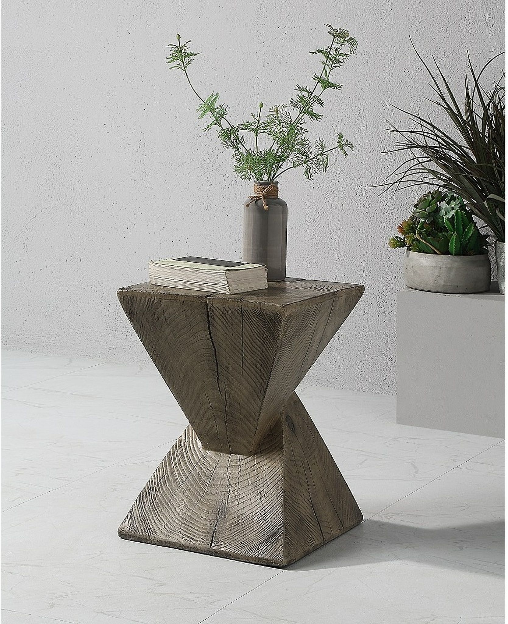 The appearance of Zahi Accent Table In Weathered Oak designed by ACME in the transitional interior design. This weathered oak piece of furniture  was selected by 1StopBedrooms from Zahi Collection to add a touch of cosiness and style into your home. Sku: AC01925. Material: Cement.