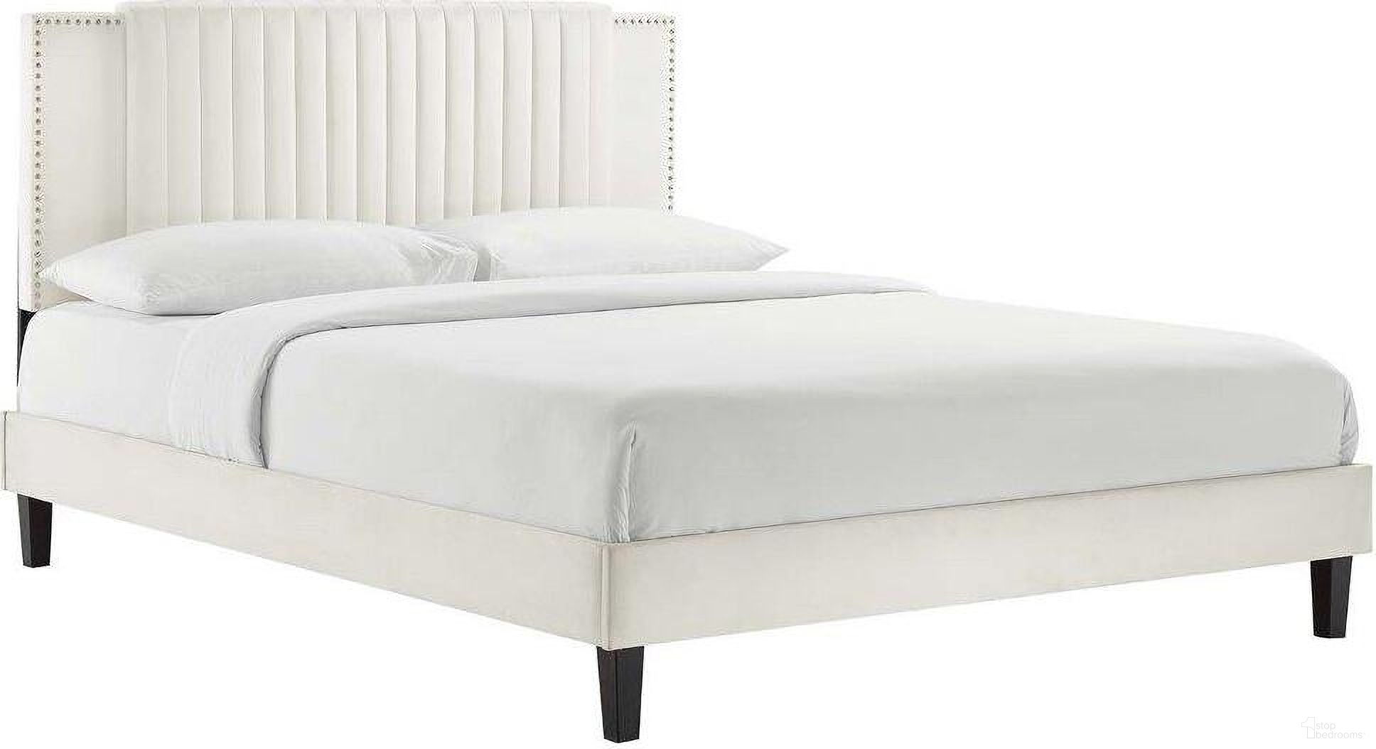 Zahra Channel Tufted Performance Velvet Full Platform Bed In White MOD-7002-WHI