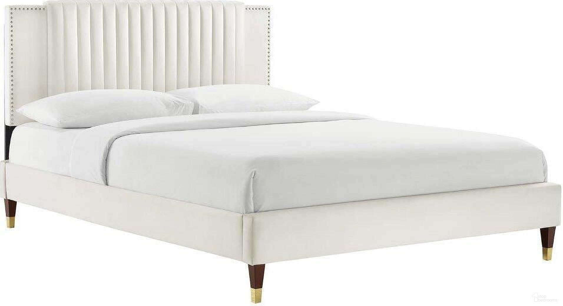 The appearance of Zahra Channel Tufted Performance Velvet Queen Platform Bed In White MOD-6970-WHI designed by Modway in the transitional interior design. This white piece of furniture  was selected by 1StopBedrooms from Zahra Collection to add a touch of cosiness and style into your home. Sku: MOD-6270-WHI;MOD-6662-WHI. Bed Type: Platform Bed. Bed Size: Queen. Material: Plywood.