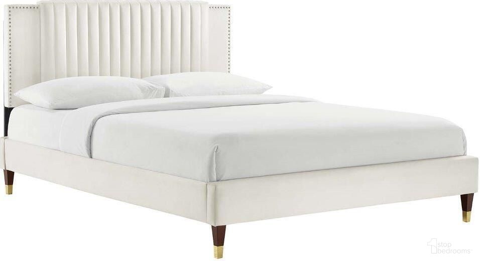 Zahra Channel Tufted Performance Velvet Twin Platform Bed In White MOD-6986-WHI