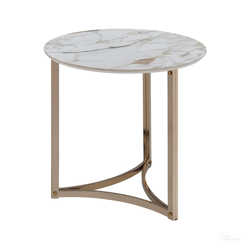 The appearance of Aziz End Table In Champagne designed by ACME in the modern / contemporary interior design. This champagne piece of furniture  was selected by 1StopBedrooms from Aziz Collection to add a touch of cosiness and style into your home. Sku: LV02826. Material: Metal.
