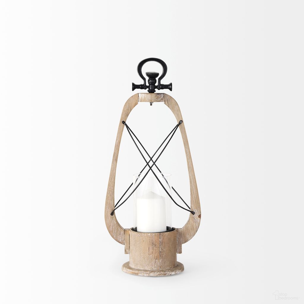 Zain I Small Wooden Vintage Inspired Candle Holder Lantern In Brown