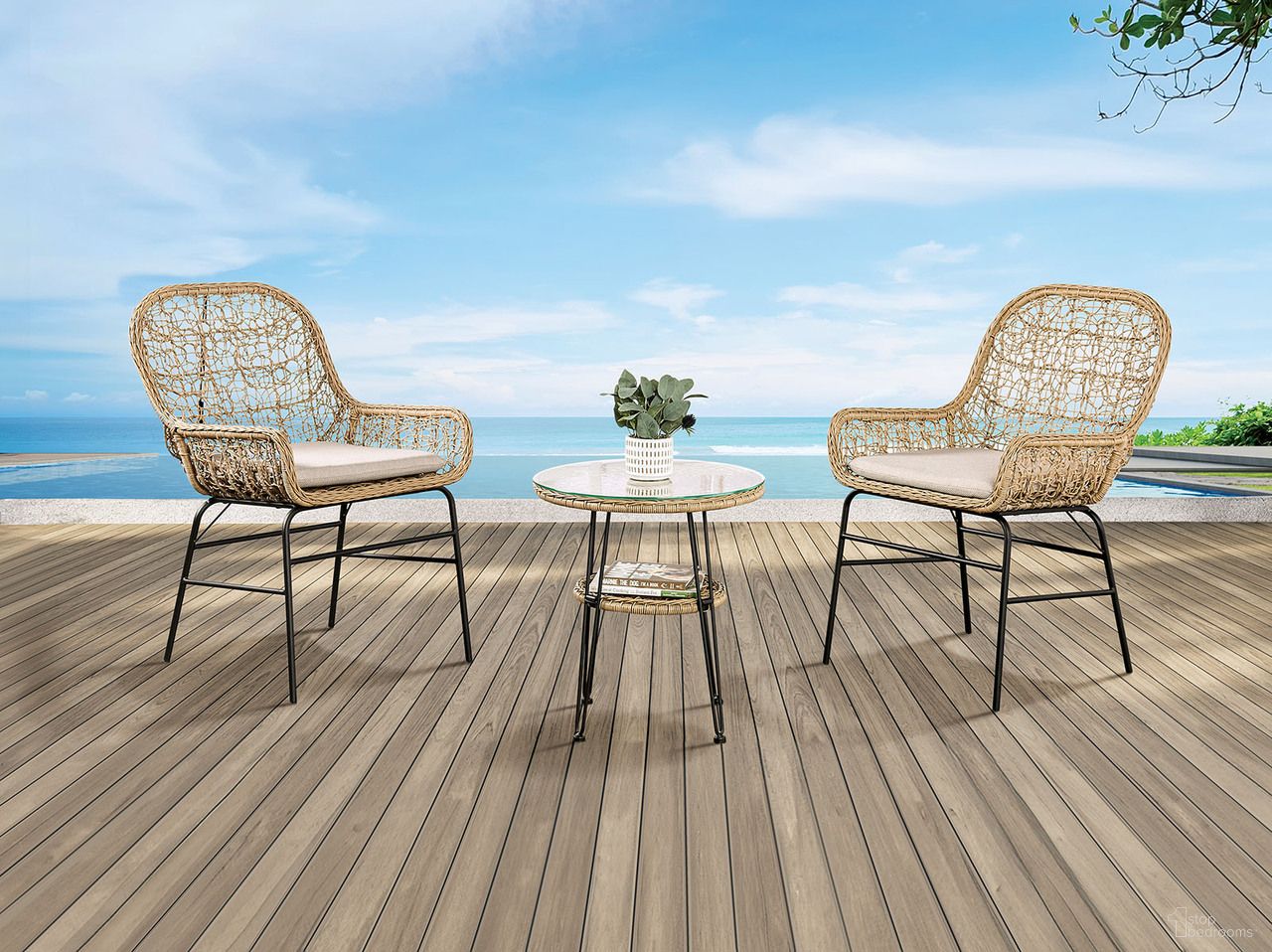 The appearance of Zalika Patio Side Table designed by Furniture of America in the modern / contemporary interior design. This piece of furniture was selected by 1StopBedrooms from Zalika Collection to add a touch of cosiness and style into your home. Sku: FM80010NT-T. Material: Fabric.
