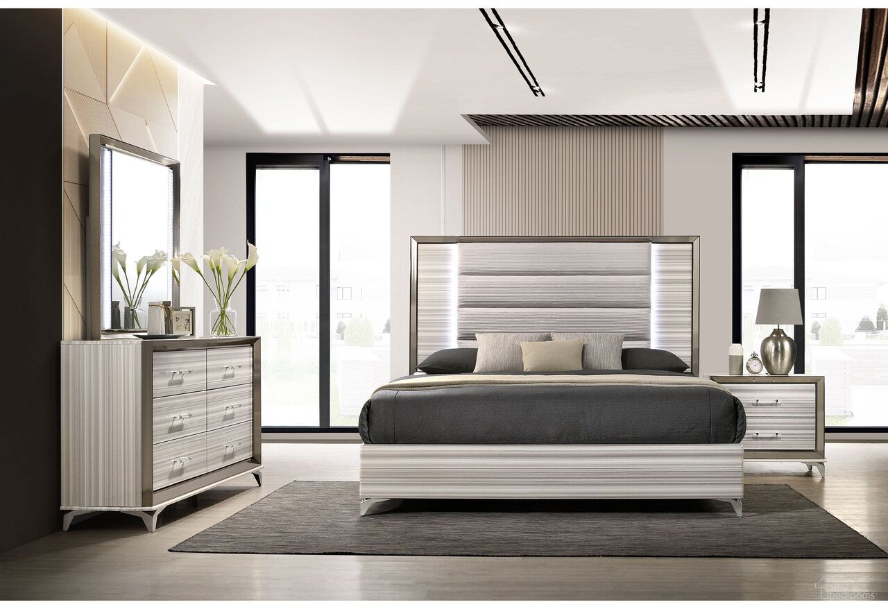 Zambrano Bedroom Set with LED In White