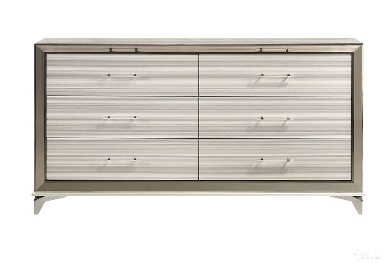 The appearance of Zambrano Dresser In White designed by Global Furniture USA in the modern / contemporary interior design. This white piece of furniture was selected by 1StopBedrooms from Zambrano Collection to add a touch of cosiness and style into your home. Sku: ZAMBRANO-WHT-DR. Material: MDF.