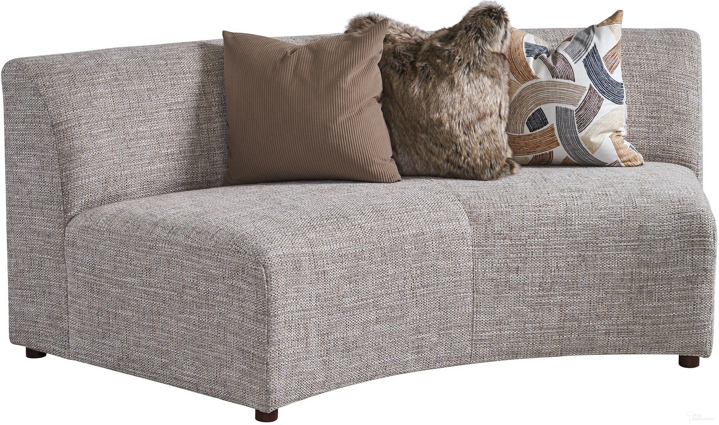 The appearance of Zanzibar Alston Armless Curved Sofa In Taupe designed by Lexington in the modern / contemporary interior design. This taupe piece of furniture  was selected by 1StopBedrooms from Zanzibar Collection to add a touch of cosiness and style into your home. Sku: 7662-83A-40.
