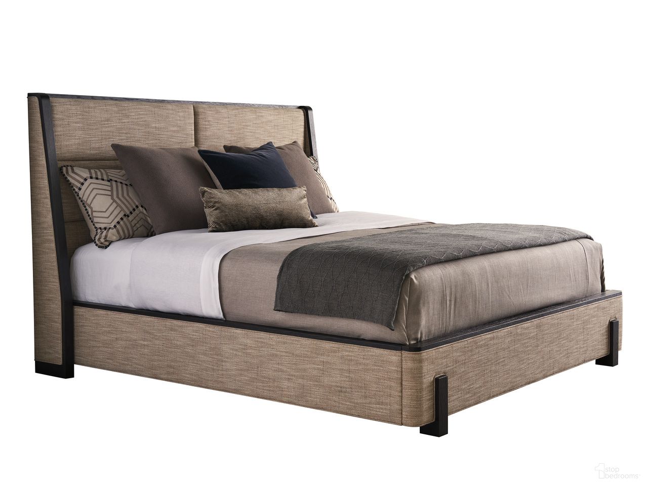 The appearance of Zanzibar Barcelona Upholstered Bed In Tunis designed by Lexington in the modern / contemporary interior design. This tunis piece of furniture was selected by 1StopBedrooms from Zanzibar Collection to add a touch of cosiness and style into your home. Sku: 417-145C. Material: Fabric. Bed Size: California King. Bed Type: Upholstered Bed.