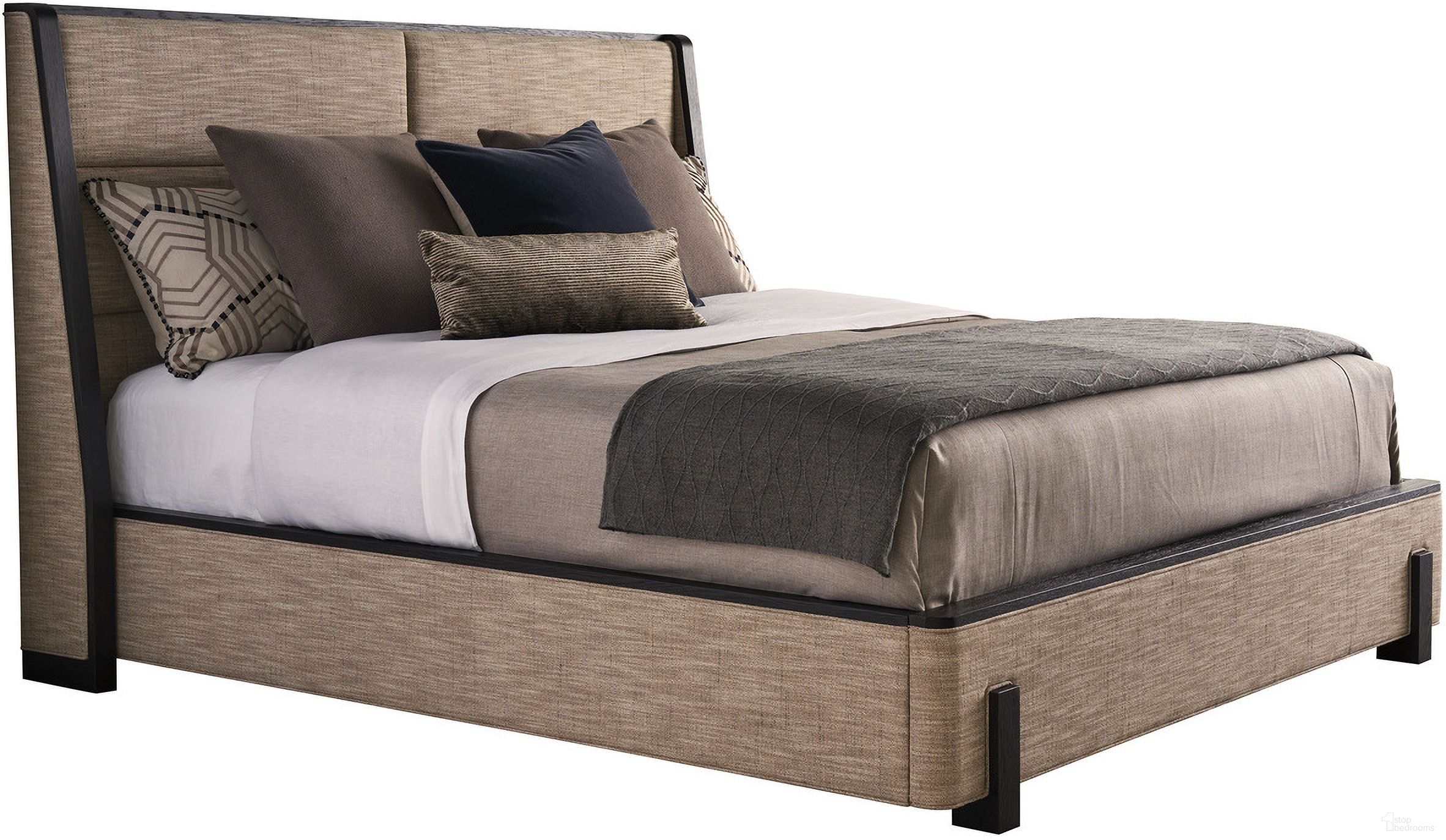 The appearance of Zanzibar Barcelona Upholstered Bed In Tunis designed by Lexington in the modern / contemporary interior design. This tunis piece of furniture was selected by 1StopBedrooms from Zanzibar Collection to add a touch of cosiness and style into your home. Sku: 417-143C. Material: Fabric. Bed Size: Queen. Bed Type: Upholstered Bed.