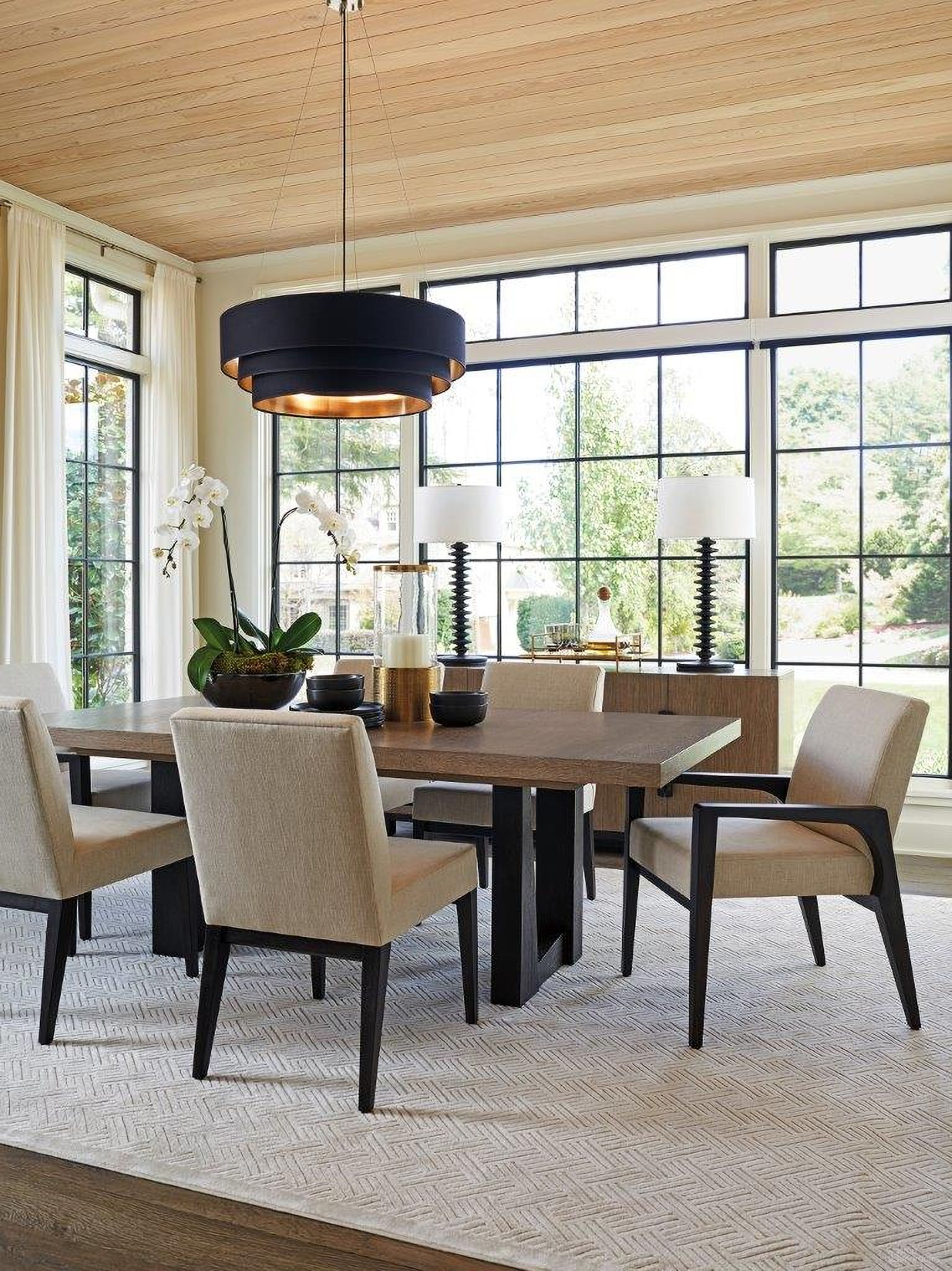 The appearance of Zanzibar Wellesley Rectangular Dining Room Set designed by Lexington in the modern / contemporary interior design. This senegal piece of furniture was selected by 1StopBedrooms from Zanzibar Collection to add a touch of cosiness and style into your home. Sku: 416-877;417-882-01. Table Base Style: Double Pedestal. Material: Wood. Size: 44" x 84".