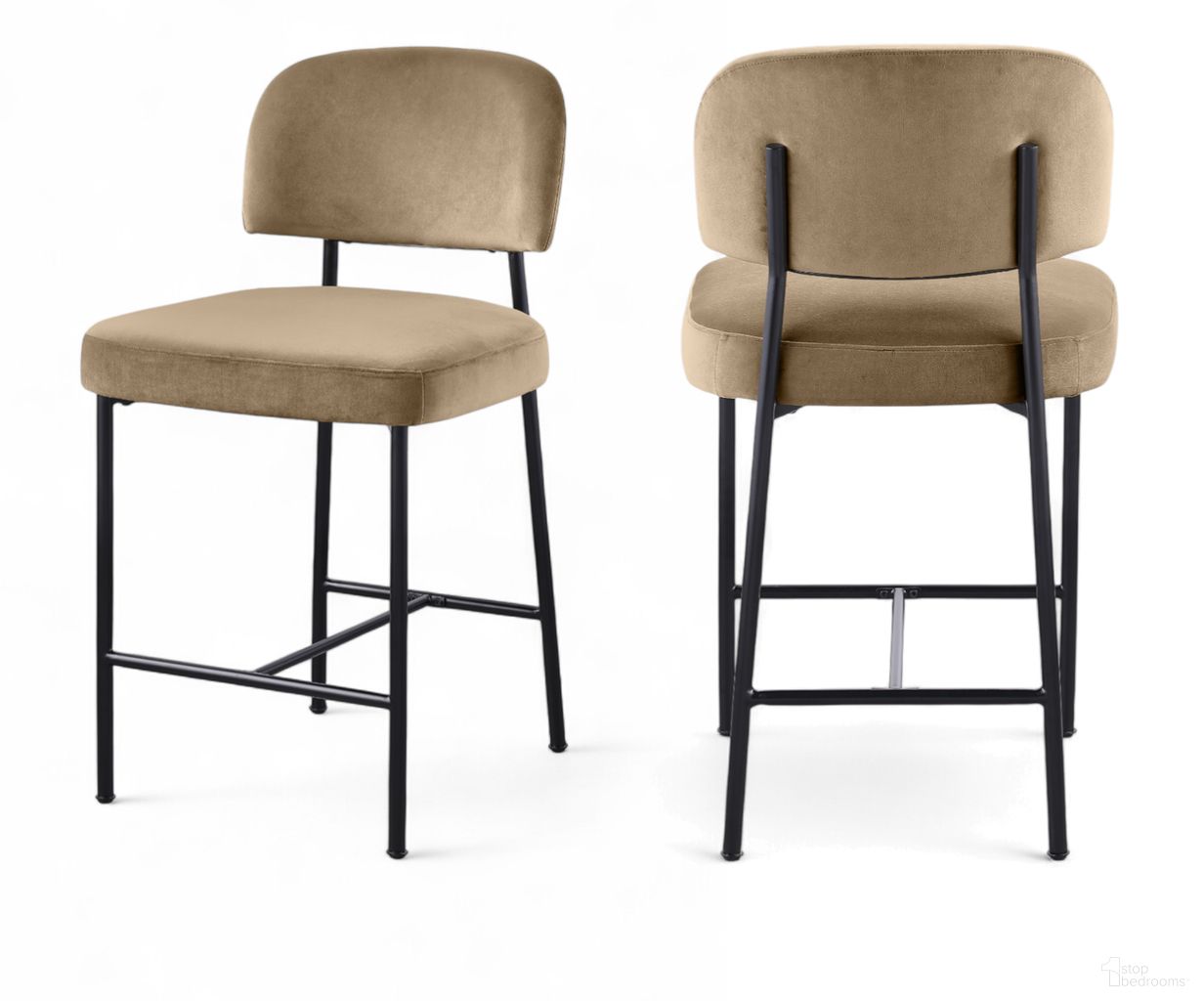 The appearance of Zarelle Performance Fabric Upholstered Counter Stool Set of 2 In Black and Beige designed by Meridian in the modern / contemporary interior design. This black and beige piece of furniture  was selected by 1StopBedrooms from Zarelle Collection to add a touch of cosiness and style into your home. Sku: 88022Beige-C. Material: Polyester.