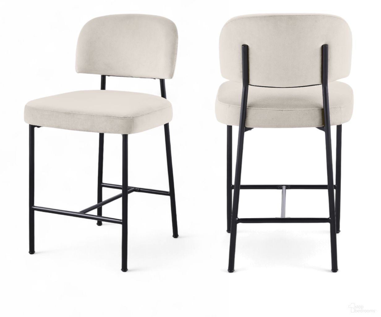 Zarelle Performance Fabric Upholstered Counter Stool Set of 2 In Cream and Black