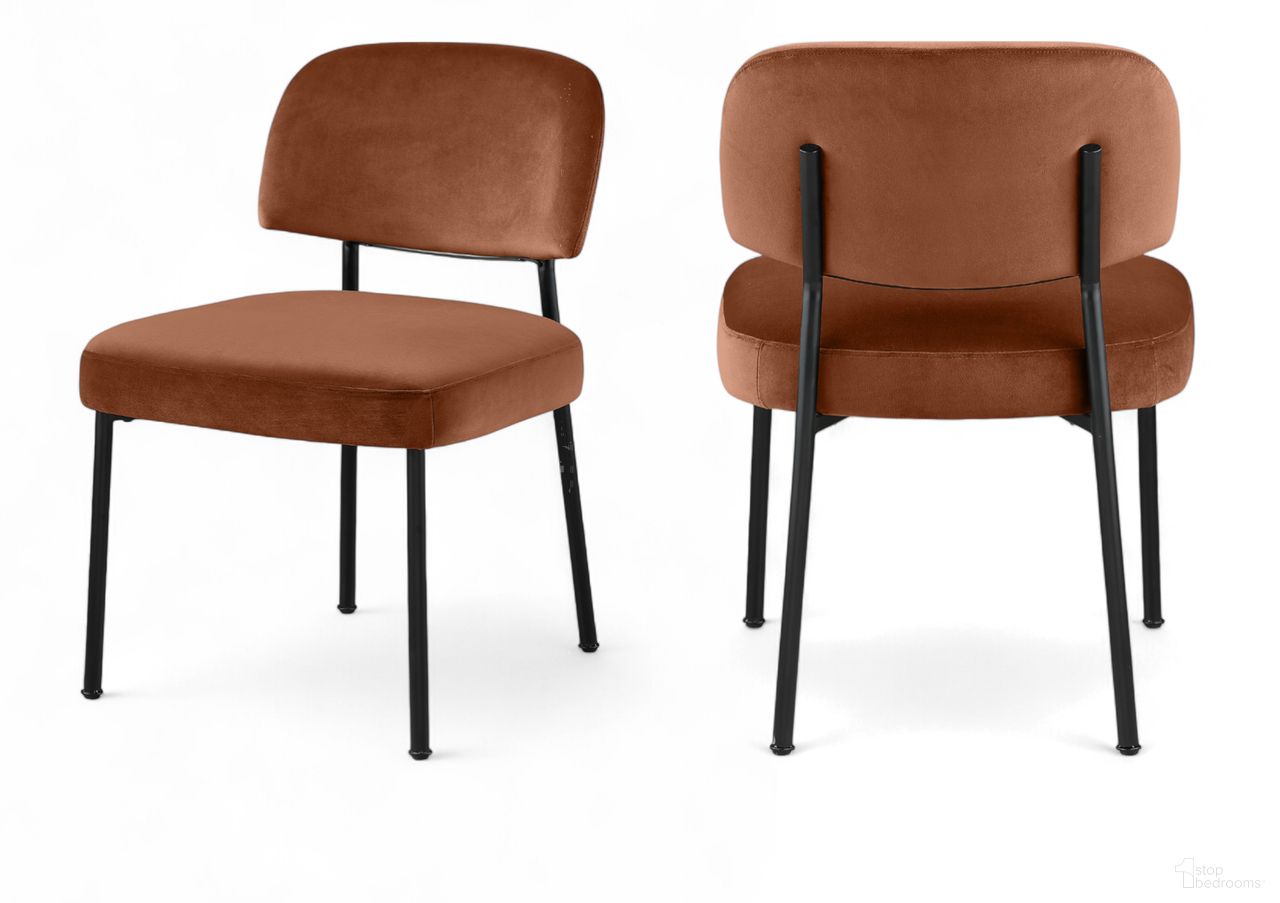 The appearance of Zarelle Performance Fabric Upholstered Dining Chair Set of 2 In Cognac and Black designed by Meridian in the modern / contemporary interior design. This cognac and black piece of furniture was selected by 1StopBedrooms from Zarelle Collection to add a touch of cosiness and style into your home. Sku: 88021Cognac-C. Material: Polyester. Chair Type: Side Chair.