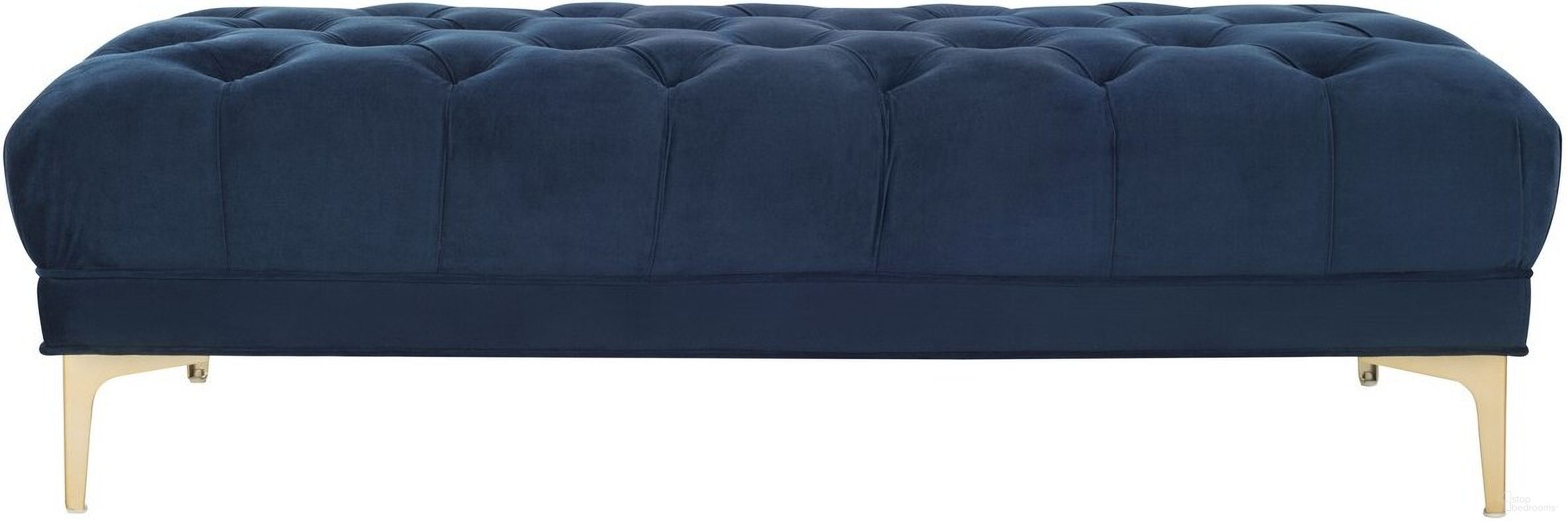 The appearance of Zarya Navy/Brass Tufted Rectangular Bench designed by Safavieh in the modern / contemporary interior design. This navy velvet piece of furniture was selected by 1StopBedrooms from Zarya Collection to add a touch of cosiness and style into your home. Sku: BCH6300A. Material: Iron.