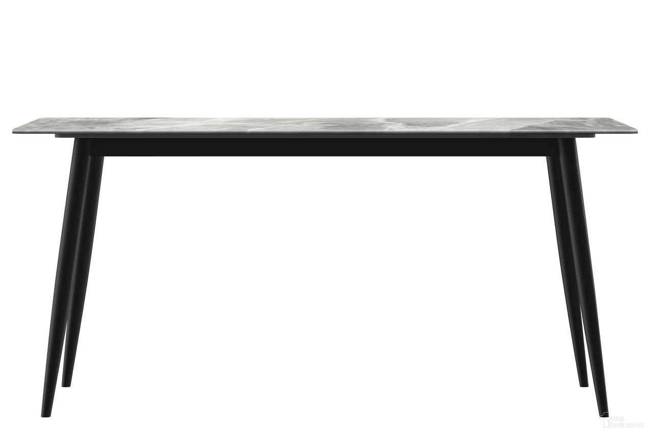 Zayle 55 Inch Dining Table with Sintered Stone Top In Light Grey and Black