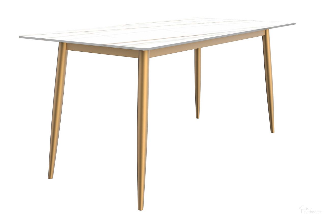 Zayle 71 Inch Dining Table In White and Gold