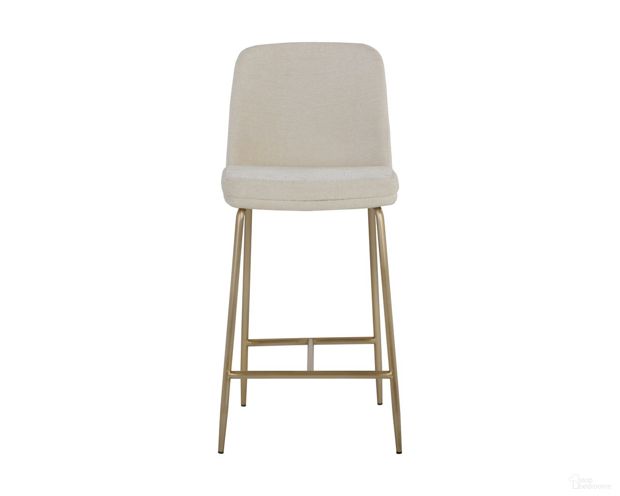Zeke Counter Stool In Bergen Ivory and Antique Brass