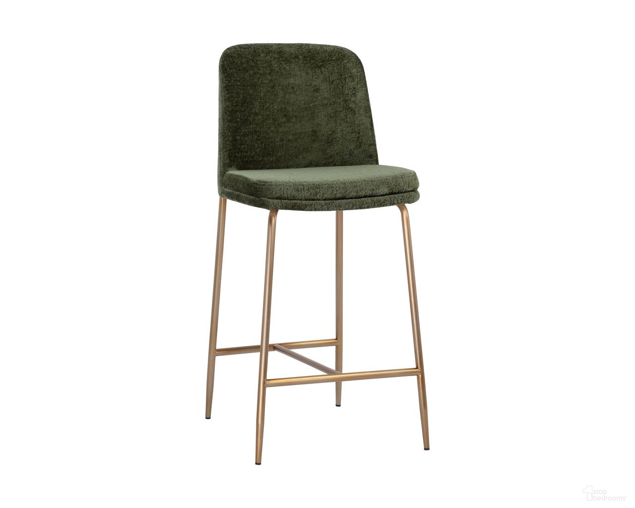 Zeke Counter Stool In Bergen Olive and Antique Brass