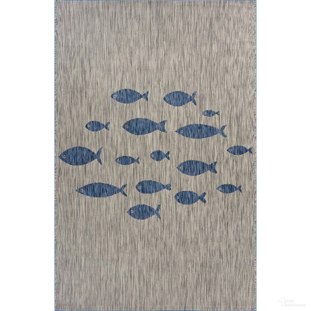 Zelar 5' x 7' Cortina Fish Indoor/Outdoor Area Rug In Navy Blue and Gray