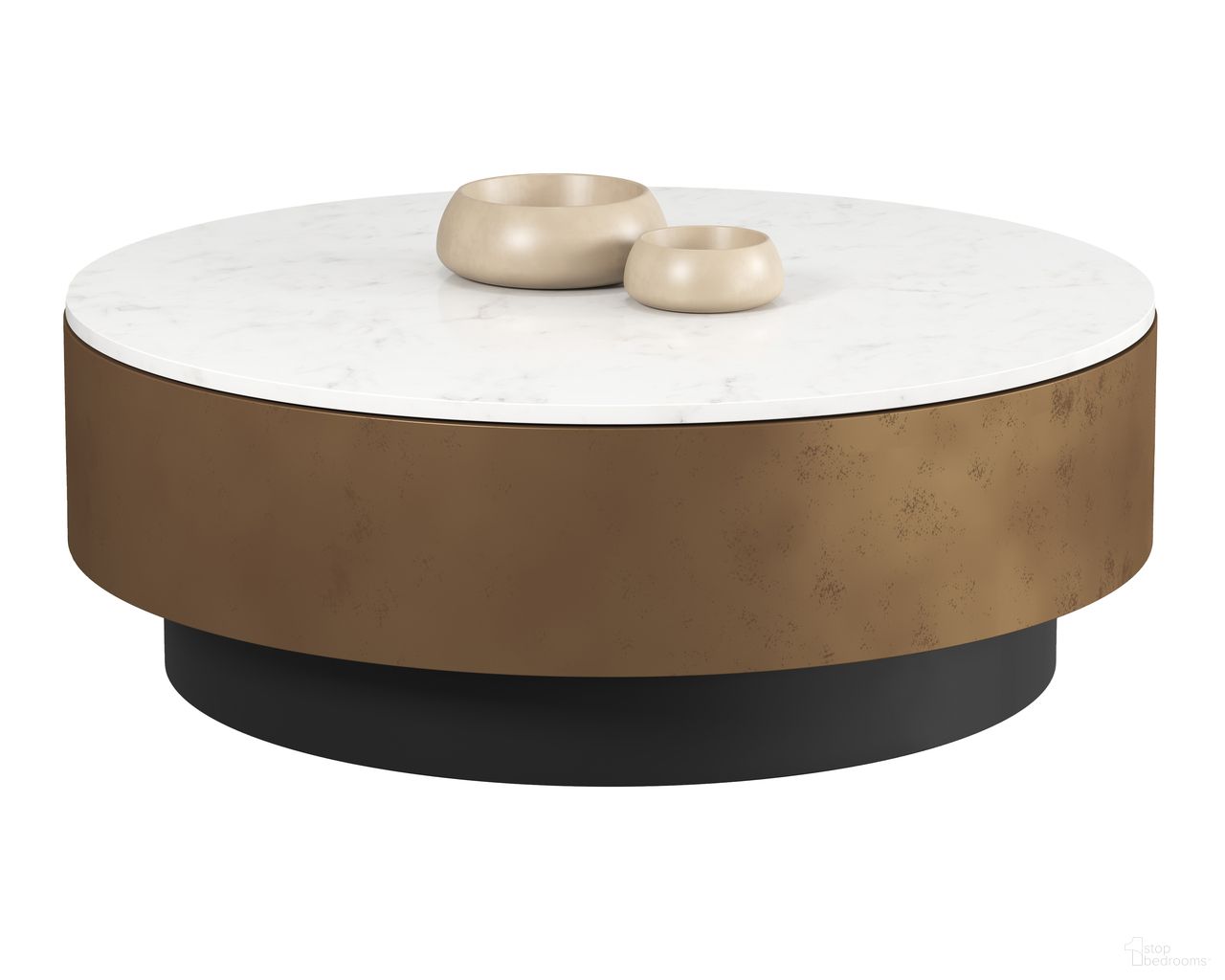 Zelda Coffee Table In Antique Brass and White