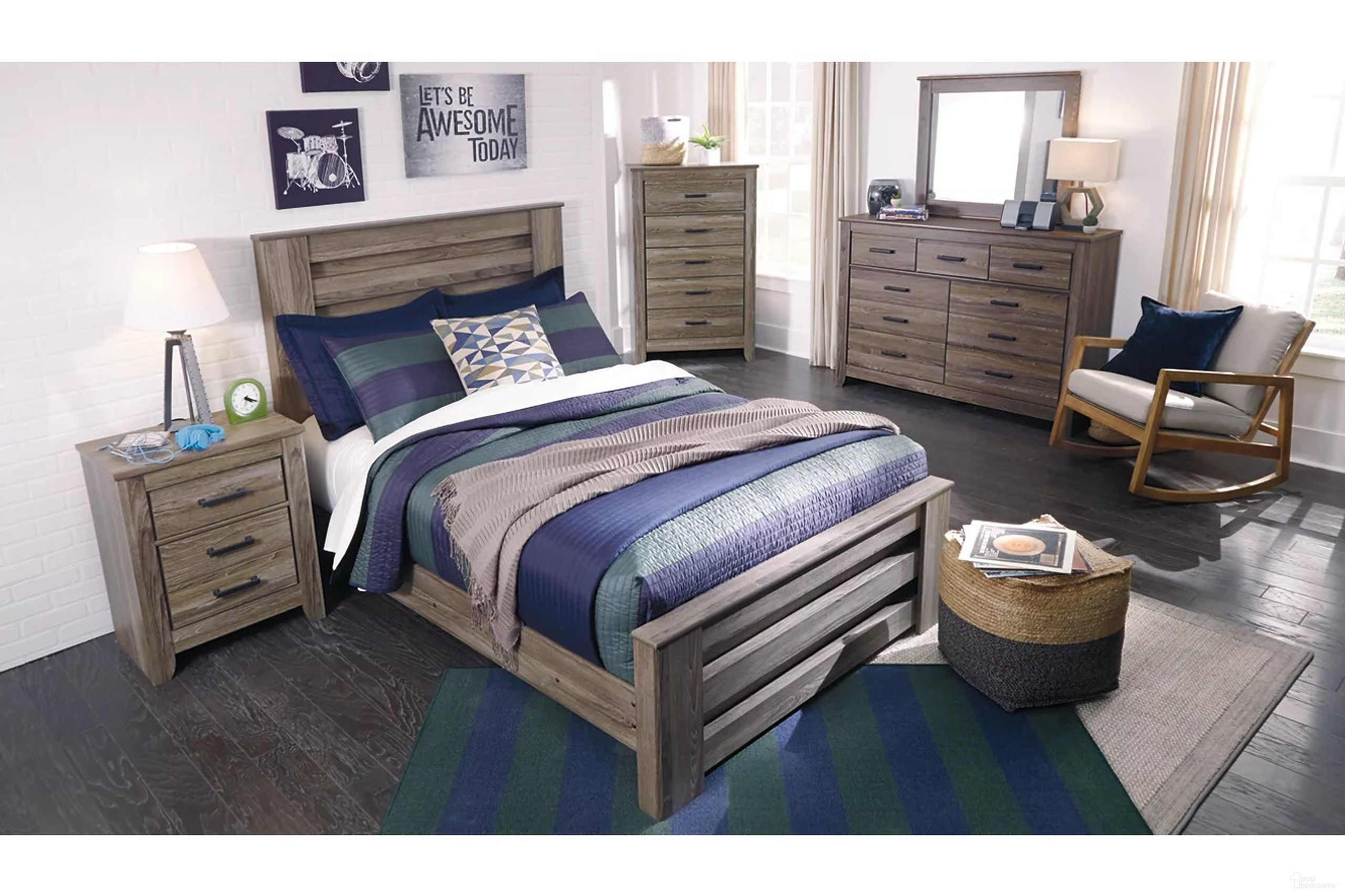 Zelen Warm Gray Full Panel Bed by Ashley Furniture 1StopBedrooms