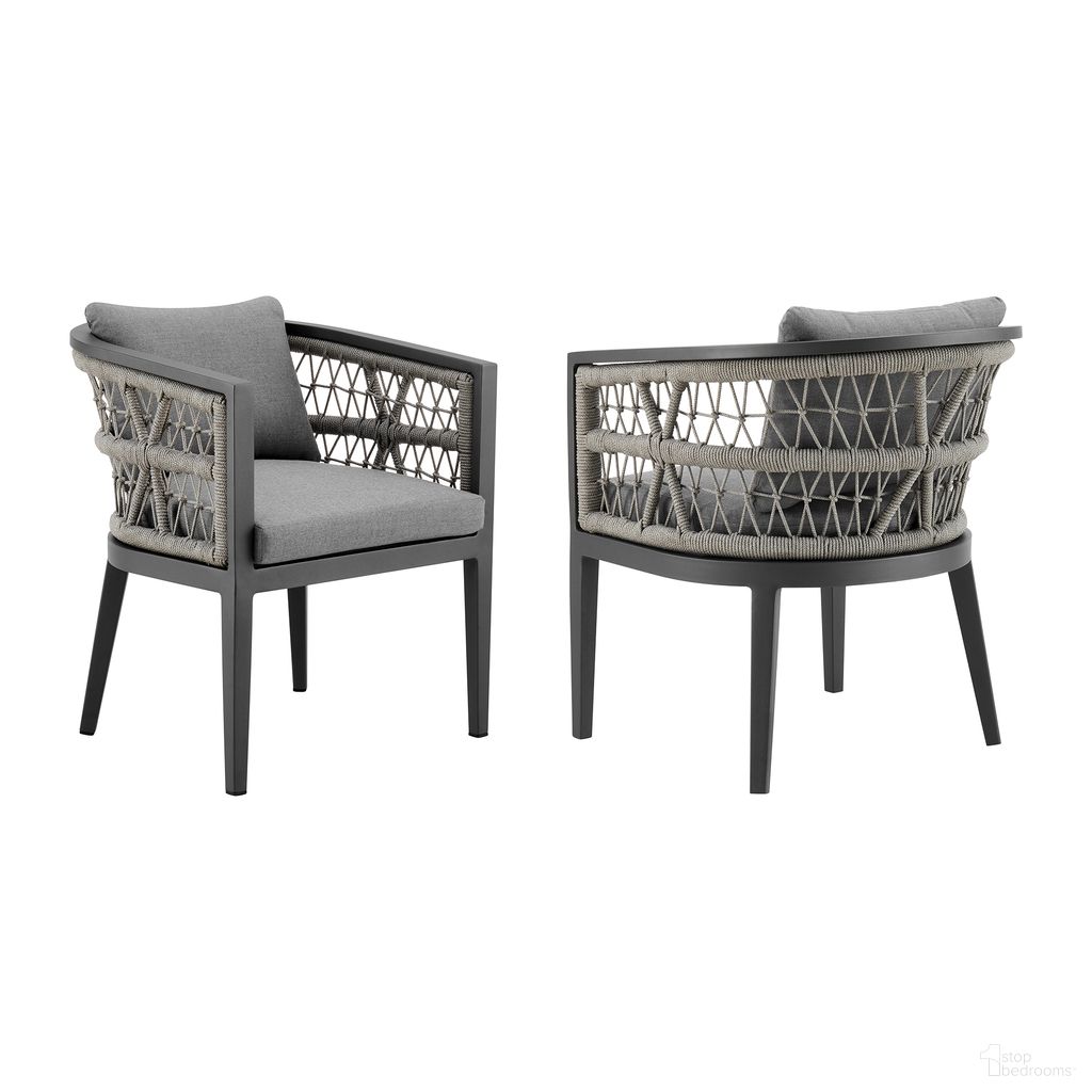 The appearance of Zella Outdoor Patio Dining Chair Set of 2 In Earl Gray designed by Armen Living in the modern / contemporary interior design. This earl gray piece of furniture  was selected by 1StopBedrooms from Zella Collection to add a touch of cosiness and style into your home. Sku: LCZESIGRY. Material: Acrylic.