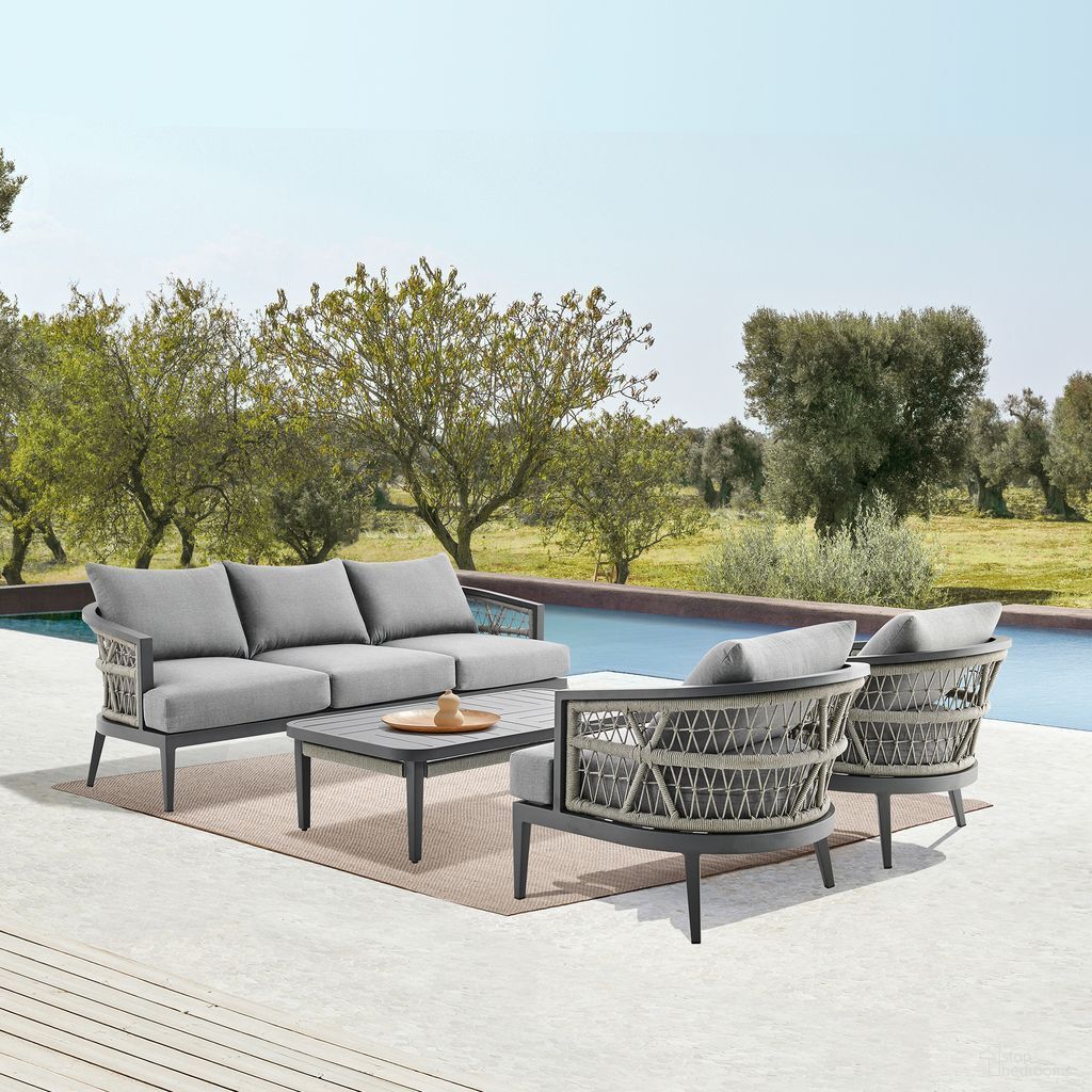 The appearance of Zella Outdoor Patio Living Room Set In Earl Gray designed by Armen Living in the modern / contemporary interior design. This earl gray piece of furniture was selected by 1StopBedrooms from Zella Collection to add a touch of cosiness and style into your home. Sku: LCZESOGRY;LCZECHGRY. Material: Acrylic.
