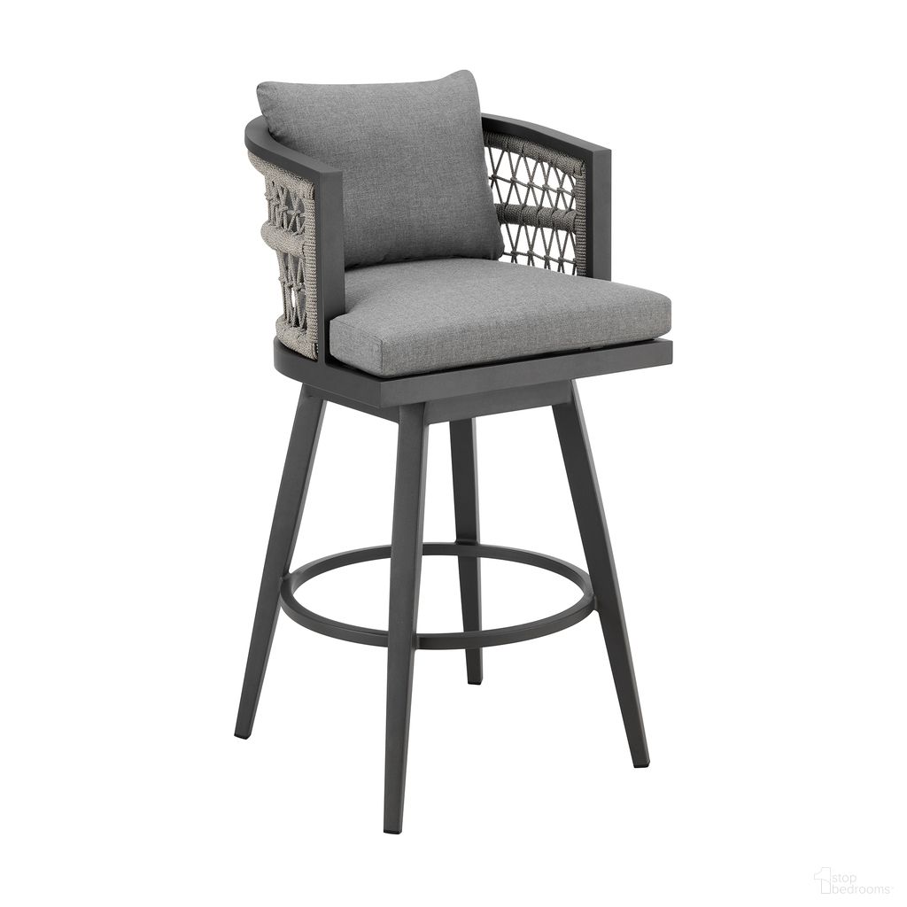 Zella Outdoor Patio Swivel Bar Stool In Earl Gray