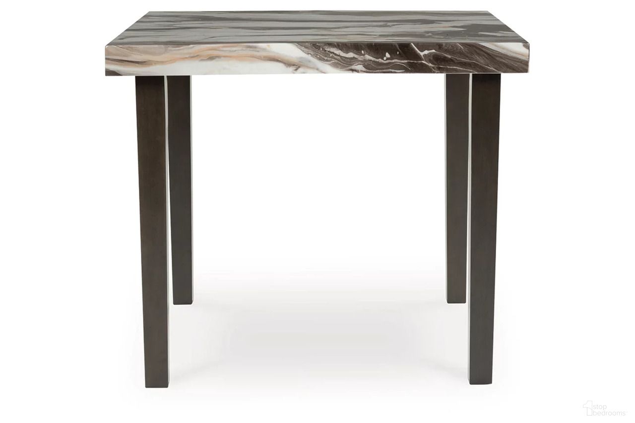 The appearance of Zendalia Counter Height Dining Table In Beige and Dark Brown designed by Signature Design by Ashley in the modern / contemporary interior design. This beige and dark brown piece of furniture was selected by 1StopBedrooms from Zendalia Collection to add a touch of cosiness and style into your home. Sku: NCD581-13. Table Base Style: Legs. Table Top Shape: Square. Material: Marble. Size: 42" x 42".