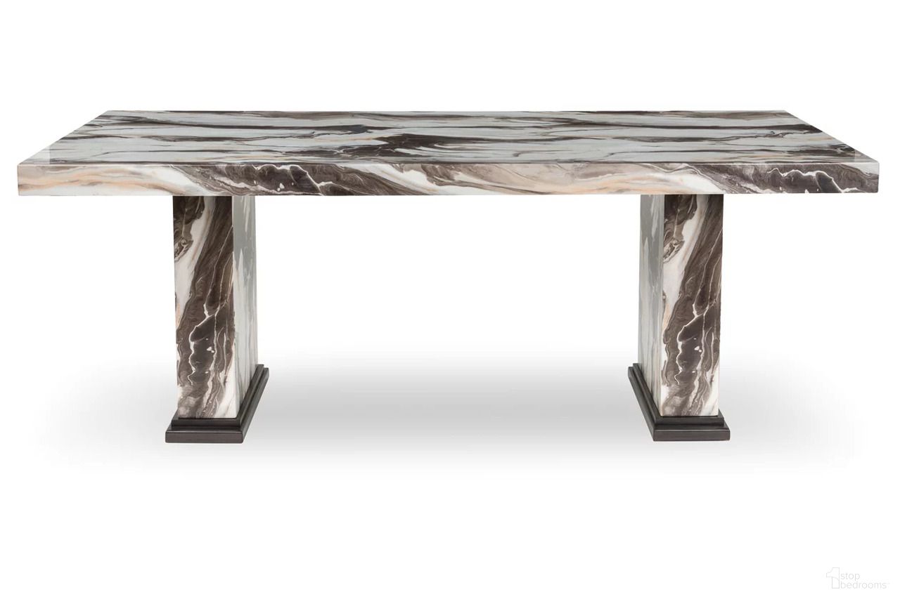 The appearance of Zendalia Dining Table In Beige and Dark Brown designed by Signature Design by Ashley in the modern / contemporary interior design. This beige and dark brown piece of furniture was selected by 1StopBedrooms from Zendalia Collection to add a touch of cosiness and style into your home. Sku: NCD581-26B;NCD581-26T. Table Base Style: Double Pedestal. Material: Marble. Table Top Shape: Rectangular. Size: 80" x 40".