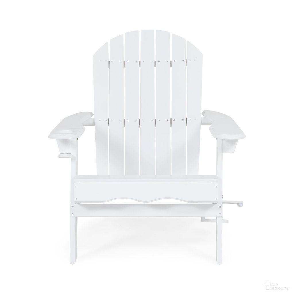 The appearance of Zenithia Outdoor Foldable Adirondack Chair with 2 Cup Holders In White designed by Noble House in the rustic / southwestern interior design. This white piece of furniture was selected by 1StopBedrooms from Zenithia Collection to add a touch of cosiness and style into your home. Sku: 68940.00WHI. Material: Wood.