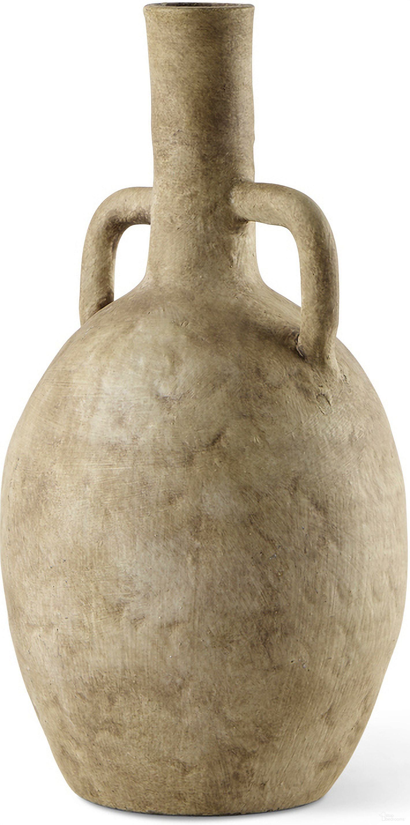 Zenni 6 x 12 Inch Ceramic Vase In Warm Beige