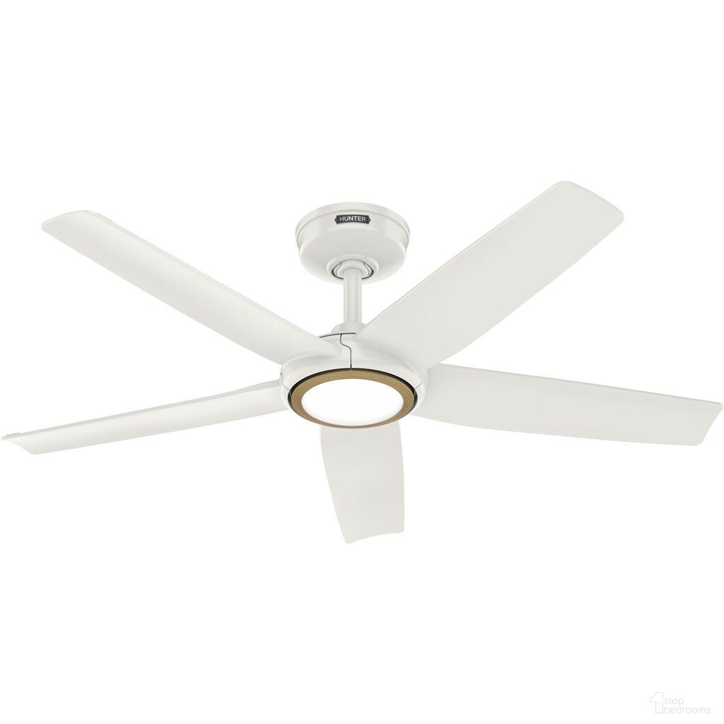 Zentech 44 Inch 5-Blade Wi-Fi Energy Star Damp Rated Ceiling Fan with LED Light Kit and Handheld Remote In Fresh White