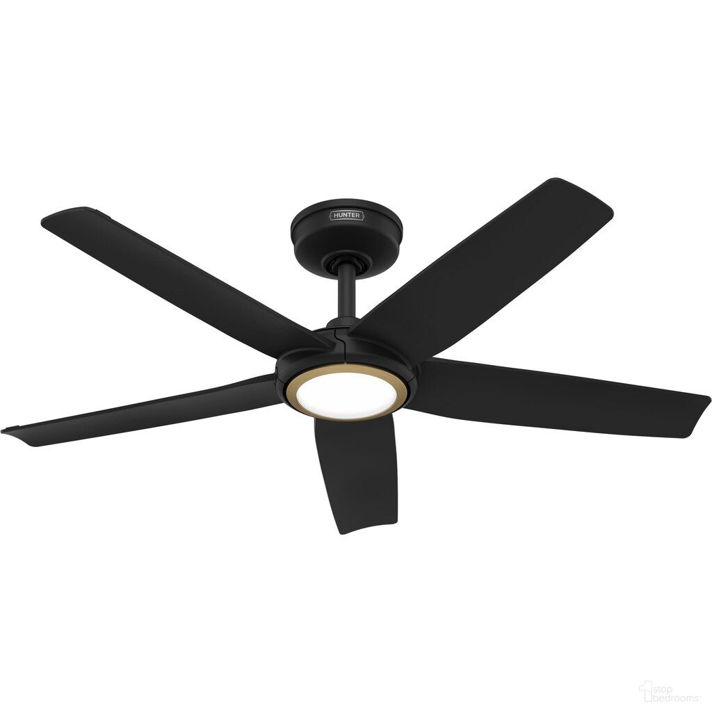 Zentech 44 Inch 5-Blade Wi-Fi Energy Star Damp Rated Ceiling Fan with LED Light Kit and Handheld Remote In Matte Black