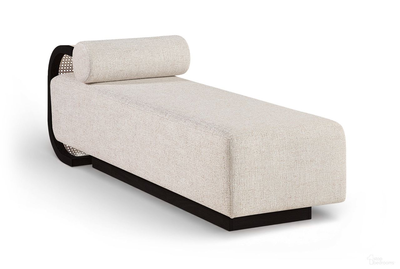 Zephyr Linen Textured Fabric Upholstered Chaise In Beige