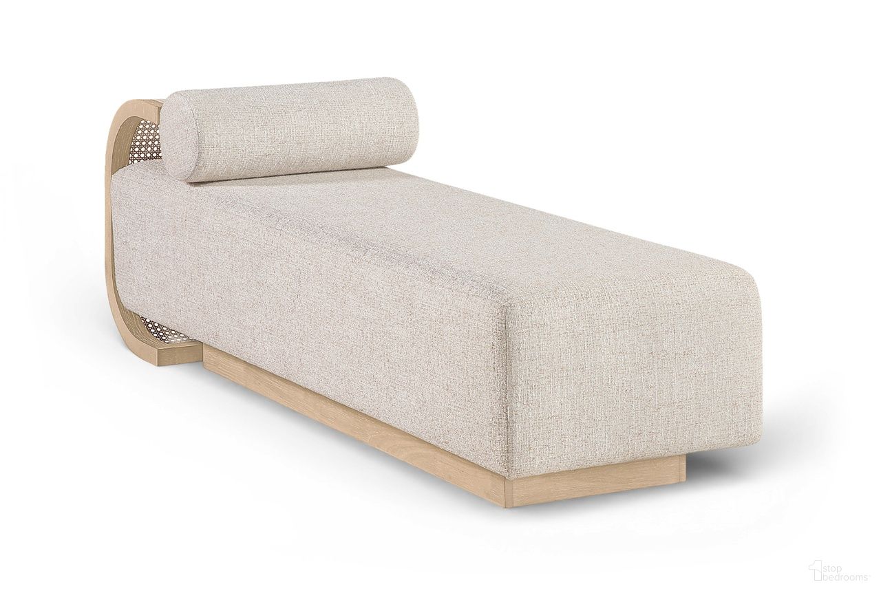Zephyr Linen Textured Fabric Upholstered Chaise In Beige