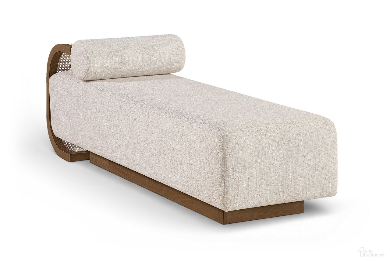 Zephyr Linen Textured Fabric Upholstered Chaise In Beige