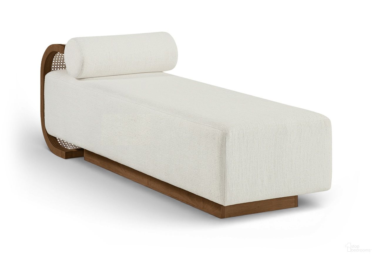 Zephyr Linen Textured Fabric Upholstered Chaise In Cream