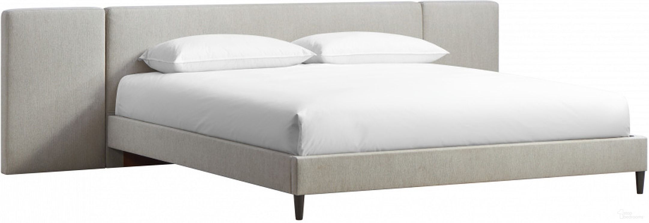 Zest King Upholstered Bed With Wings In Light Grey