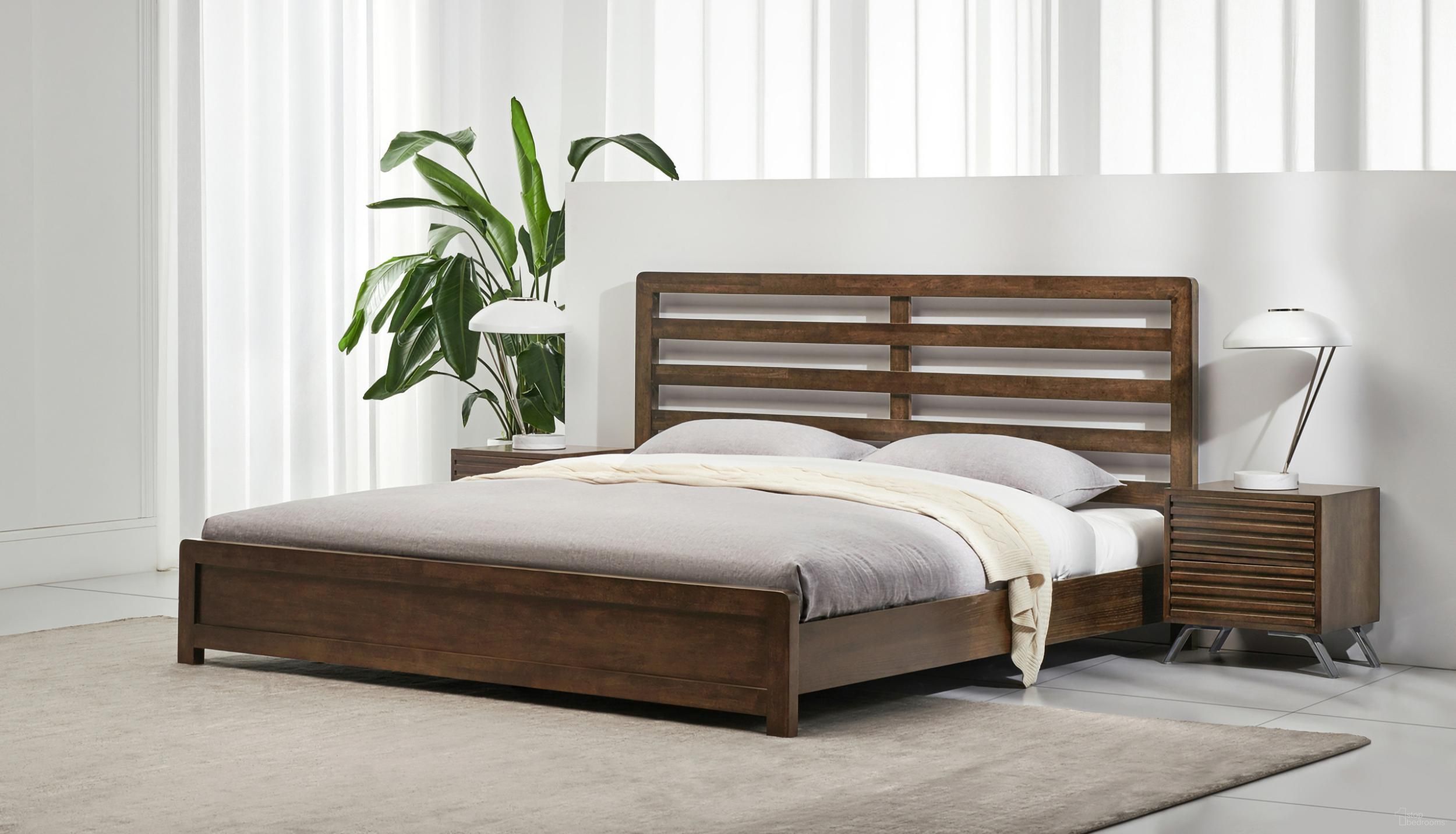Zest Solid Wood Platform Bedroom Set In Dark Oak