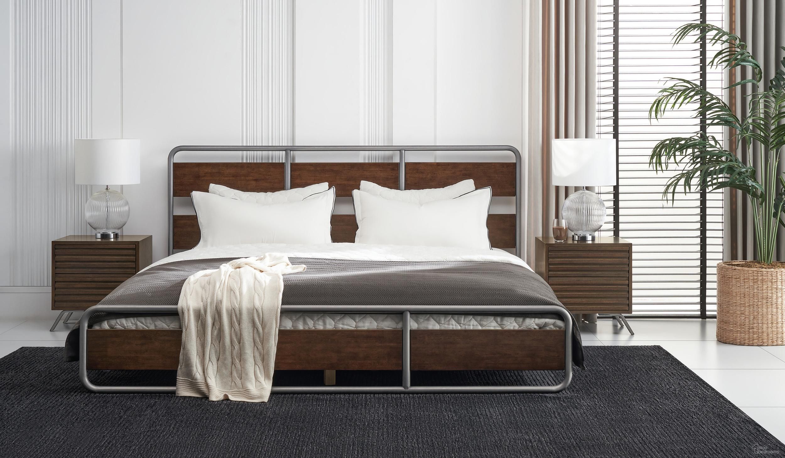 Zest Solid Wood Platform Bedroom Set In Dark Oak