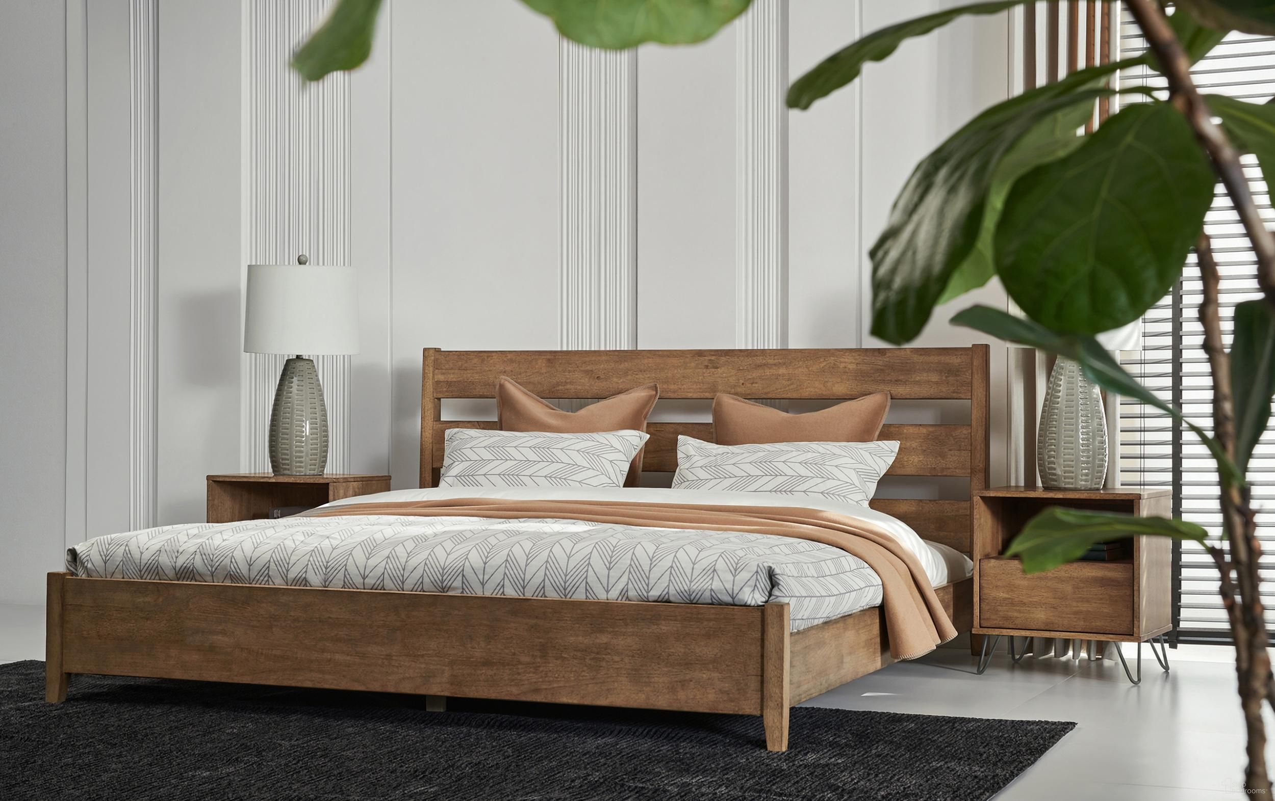 Zest Solid Wood Platform Bedroom Set In Natural Oak