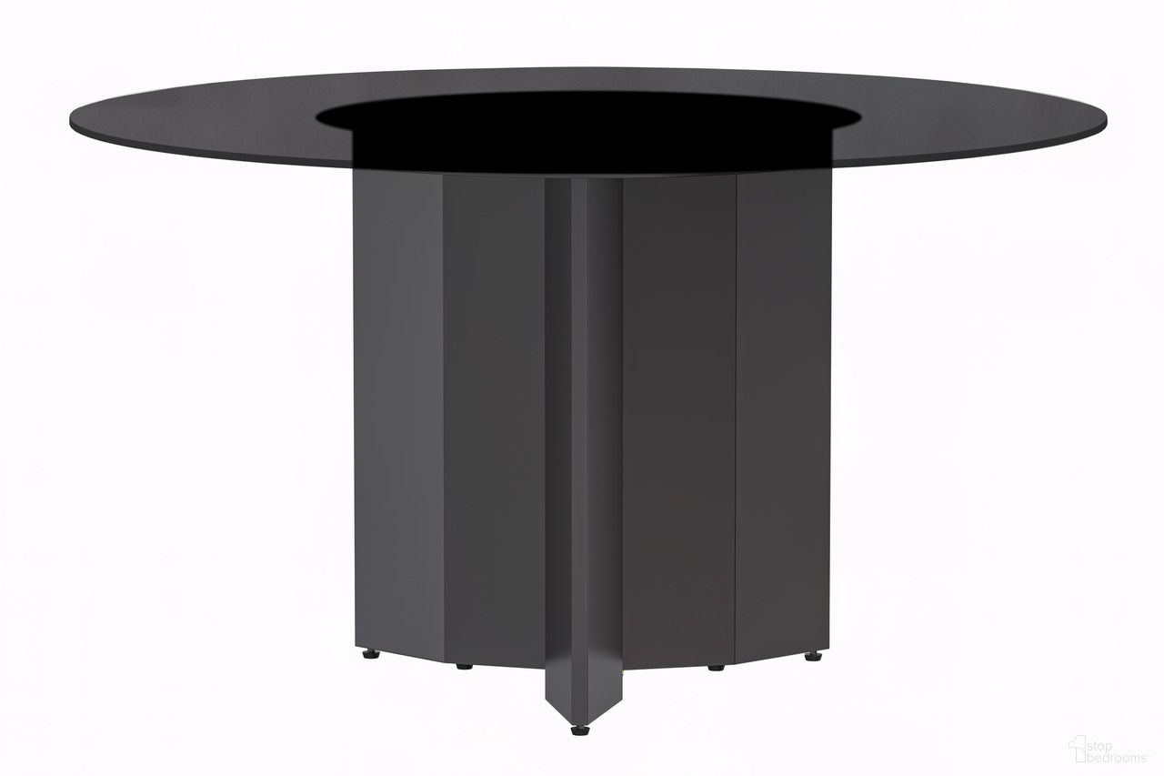 Zevro 71 Inch Round Dining Table with Glass Top In Gold and Black