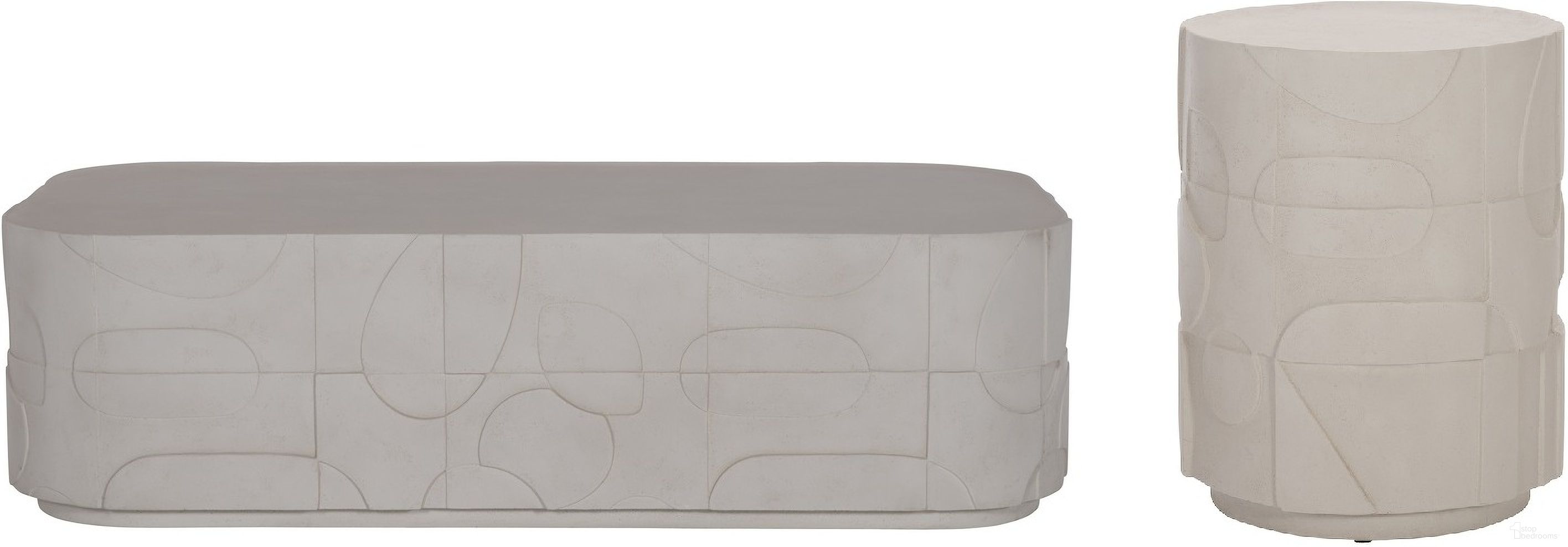The appearance of Zina Occasional Table Set designed by Bernhardt in the modern / contemporary interior design. This grey piece of furniture  was selected by 1StopBedrooms from Zina Collection to add a touch of cosiness and style into your home. Sku: 309023;309123. Material: Stonecast.