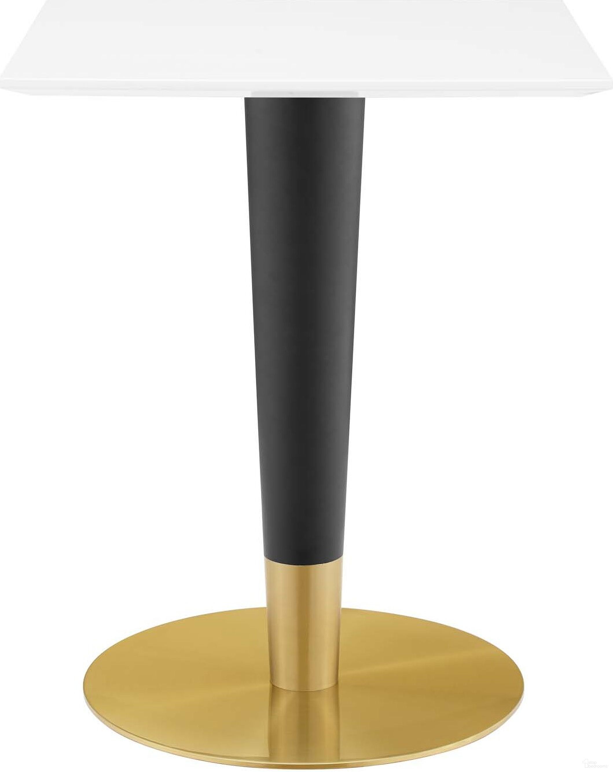 Zinque 24 Inch Square Dining Table In Gold and White